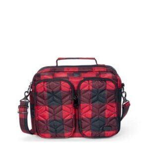 Lug Navigator Unisex Crossbody Bag in Buffalo Check Red with Retractable Key Cha